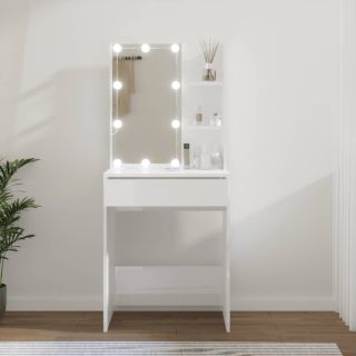 туалетный столик глянцевый белый со светодиодами 60x40x140 см