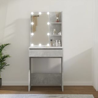 туалетный столик бетонный серый со светодиодами 60x40x140 см