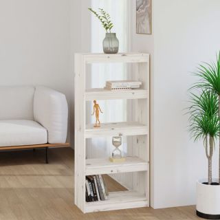 книжная полка/разделитель комнаты белая 60 x 30 x 135,5 см массив сосны