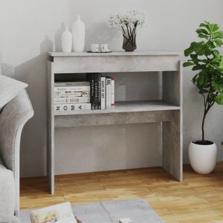 консольный столик, бетонно-серый, 80 x 30 x 80 см, искусственное дерево