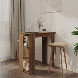 Барный стол с полками, коричневый дуб, 102x50x103,5 см, искусственное дерево