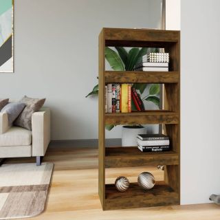 Книжный шкаф/разделитель комнаты, дымчатый дуб, 60x30x135 см, искусственное дерево