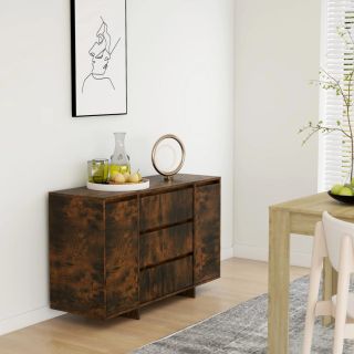puhvetkapp 3 sahtliga, suitsutatud tamm, 120x41x75 cm tehispuit