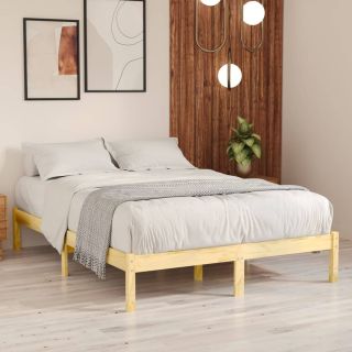 Каркас кровати со светодиодной подсветкой, белый, 180 x 200 см, массив дерева