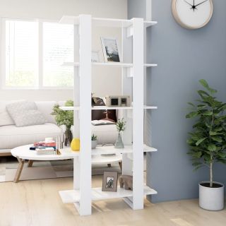книжная полка/разделитель комнат белый 80x30x160 см искусственное дерево