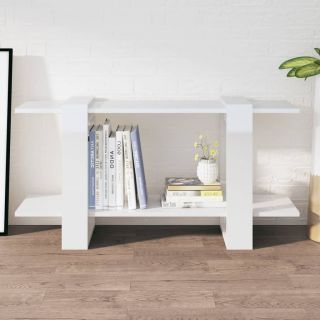 raamatukapp, kõrgläikega valge, 100x30x51 cm, tehispuit