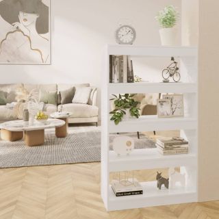 Книжный шкаф, белый глянцевый, 80x30x135 см, искусственное дерево