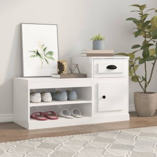 jalatsikapp, kõrgläikega valge, 100 x 42 x 60 cm, tehispuit