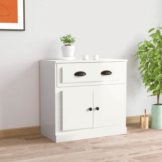 puhvetkapp, kõrgläikega valge, 70 x 35,5 x 67,5 cm, tehispuit