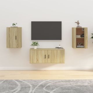 Настенные тумбы под телевизор, 2 шт, дуб сонома, 40x34,5x60 см