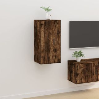 Настенная тумба под телевизор, дымчатый дуб, 40x34,5x80 см