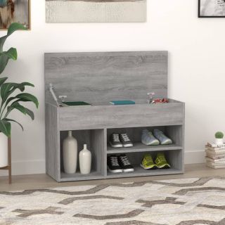 Скамейка для обуви, серый дуб Сонома, 80 x 30 x 45 см, искусственное дерево