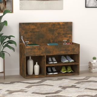 Скамейка для обуви, копченый дуб, 80 x 30 x 45 см, искусственное дерево