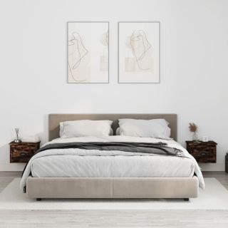 Прикроватные тумбочки навесные 2 шт., дымчатый дуб, 41,5x36x28 см