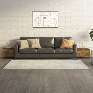 Kohvilauad metalljalgadega, 2 tk, suitsutatud tamm, 50x50x40 cm