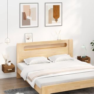 прикроватные тумбочки настенные 2 шт., коричневый дуб, 35x35x20 см