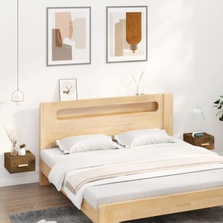 прикроватные тумбочки настенные 2 шт., копченый дуб, 35x35x20см