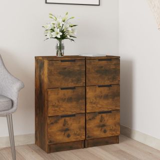 puhvetkapid 2 tk, Suitsutatud tamm, 30 x 30 x 70 cm tehispuit