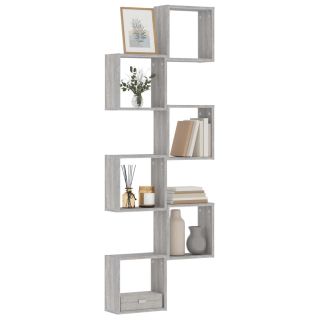 Настенные кубические полки 6 шт, серый дуб Сонома, 30x15x30 см