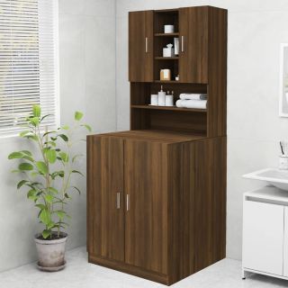 тумба под стиральную машину, коричневый дуб, 70,5 x 25,5 x 90 см