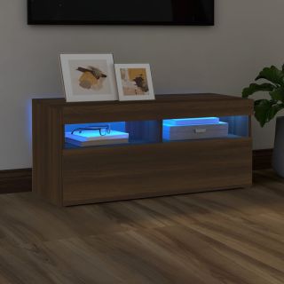 telerialus LED-tuledega, pruun tamm, 90 x 35 x 40 cm