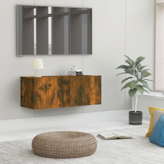 Тумба под ТВ, копченый дуб, 80 x 30 x 30 см, искусственное дерево