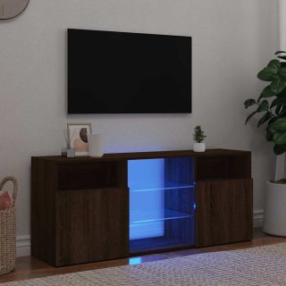 Тумба под телевизор с LED-подсветкой, коричневый дуб, 120 x 30 x 50 см