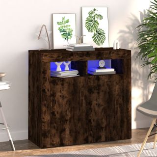 puhvetkapp LED-tuledega, suitsutatud tamm, 80 x 35 x 75 cm