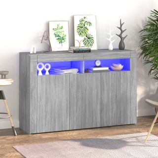 puhvetkapp LED-tulega, hall Sonoma tamm, 115,5x30x75 cm