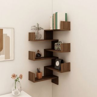 Угловые настенные полки 2 шт, коричневый дуб, 40 x 40 x 50 см, искусственное дерево