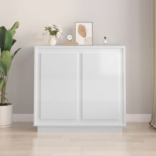 Буфет, глянцевый белый, 80 x 34 x 75 см, искусственное дерево