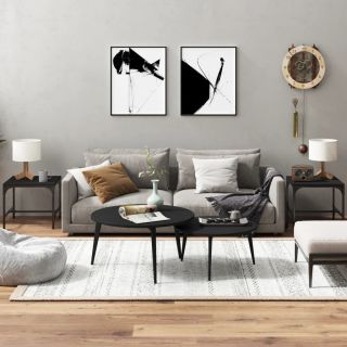 дополнительные столы 2 шт., черные, 40 x 40 x 35 см, искусственное дерево