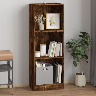 Книжный шкаф с 3 полками, дымчатый дуб 40x24x109 см, искусственное дерево