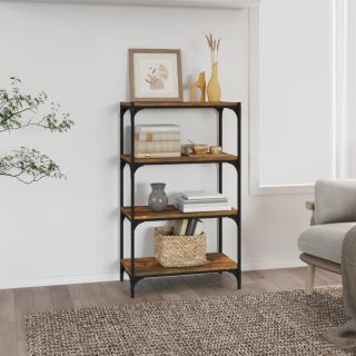 книжный шкаф, копченый дуб, 60 x 33 x 100 см, искусственное дерево и сталь