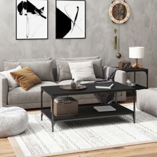 журнальный столик, черный, 102 x 50 x 45 см, искусственное дерево