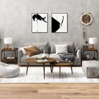дополнительные столы 2 шт., коричневый дуб, 40x40x40 см, искусственное дерево