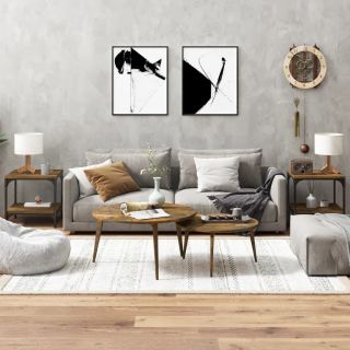дополнительные столы 2 шт., копченый дуб, 40x40x40 см, искусственное дерево