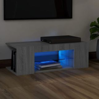 telerialus LED-tuledega, hall Sonoma tamm, 90 x 39 x 30 cm