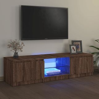 Тумба под телевизор с LED-подсветкой, коричневый дуб, 140 x 40 x 36 см