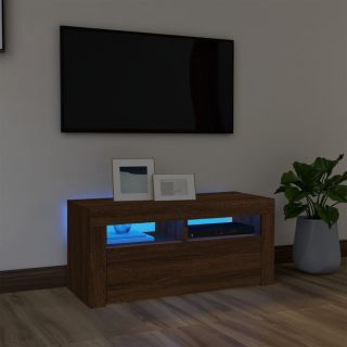 telerialus LED-tuledega, pruun tamm, 90 x 35 x 40 cm