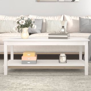 kohvilaud, valge, 110 x 55 x 45 cm, männipuit