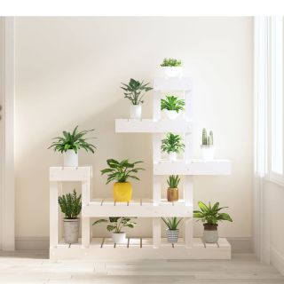 подставка для растений, белая, 92 x 25 x 97 см, сосна