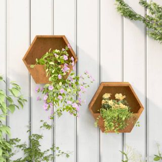 seina taimekastid 2 tk, rooste, Corten teras, 30x10x25 cm
