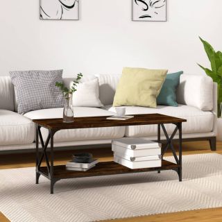 журнальный столик, копченый дуб, 100x45x45 см, искусственное дерево и железо