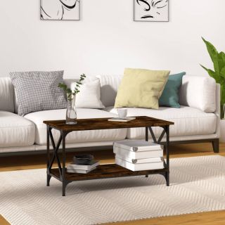 kohvilaud, suitsutatud tamm, 80 x 45 x 45 cm, tehispuit ja raud