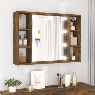 peegelkapp LEDiga, suitsutatud tamm, 76 x 15 x 55 cm