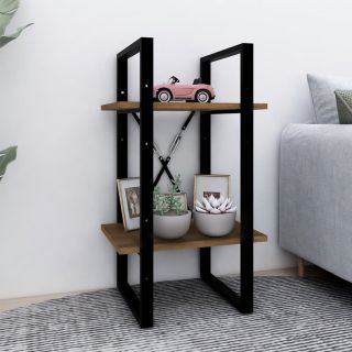 двухъярусная книжная полка, коричневый дуб 40x30x70 см, искусственное дерево