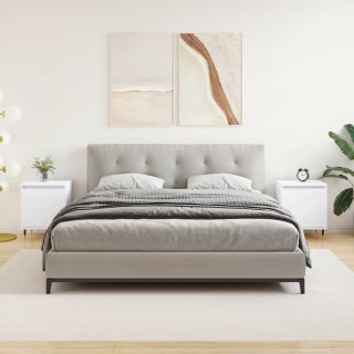 тумбочки прикроватные 2 шт., белые, 40 x 30 x 50 см, искусственное дерево