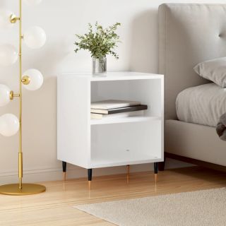 тумбочка прикроватная, глянцевая белая, 40 x 30 x 50 см, искусственное дерево