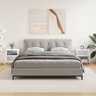 тумбочки прикроватные 2 шт., белые, 40 x 30 x 50 см, искусственное дерево